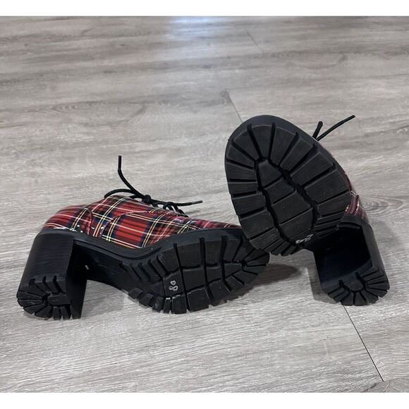 Jessica Simpson Resina Oxford Red Plaid Rhinestone Embellished Women's Size 8 - Picture 6 of 8